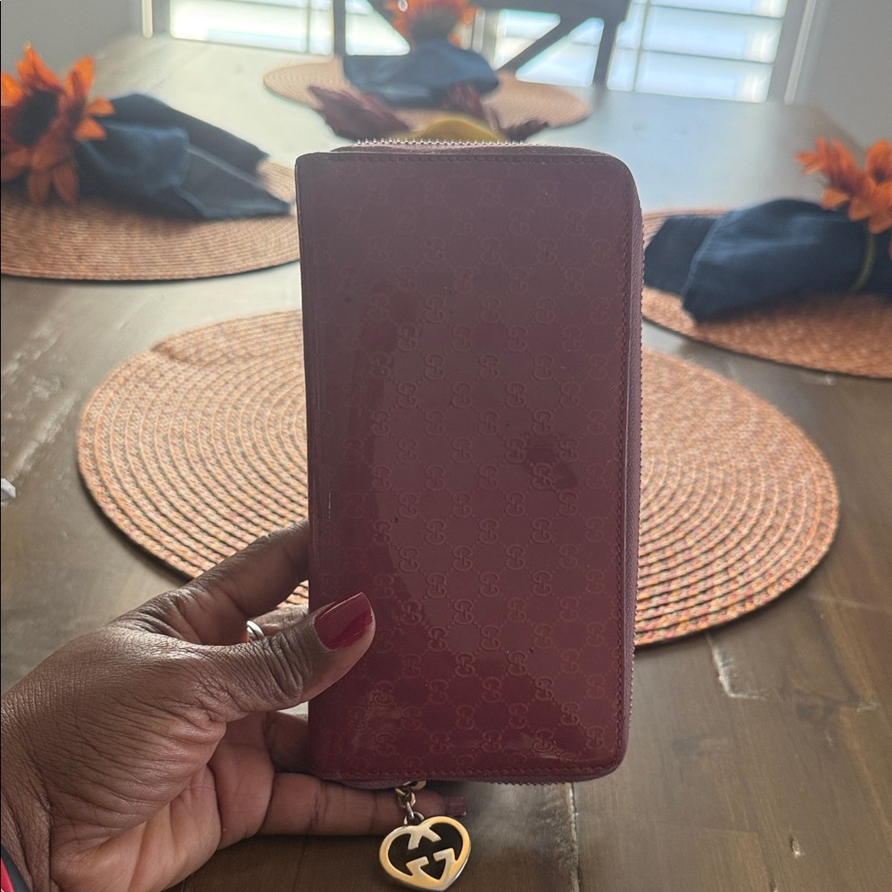 Gucci Burgundy Wallet with Gold Accent